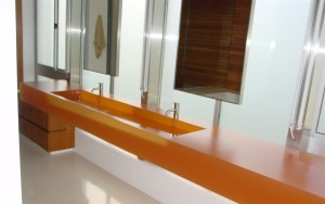 Orange resin sink and counter