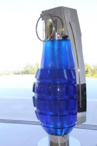 Blue resin hand grenade