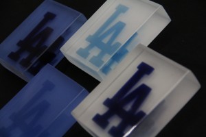 LA Dodgers embedded logo in resin #1