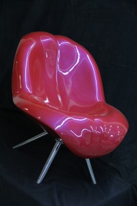 Tongue chair - fiberglass painted iridescent red-pink, finished in high gloss