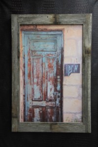 Vintage door - printed on canvas; framed in reclaimed wood